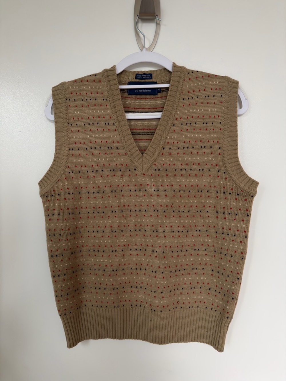 VINTAGE - The Individualist Tan V-Neck Knit Vest